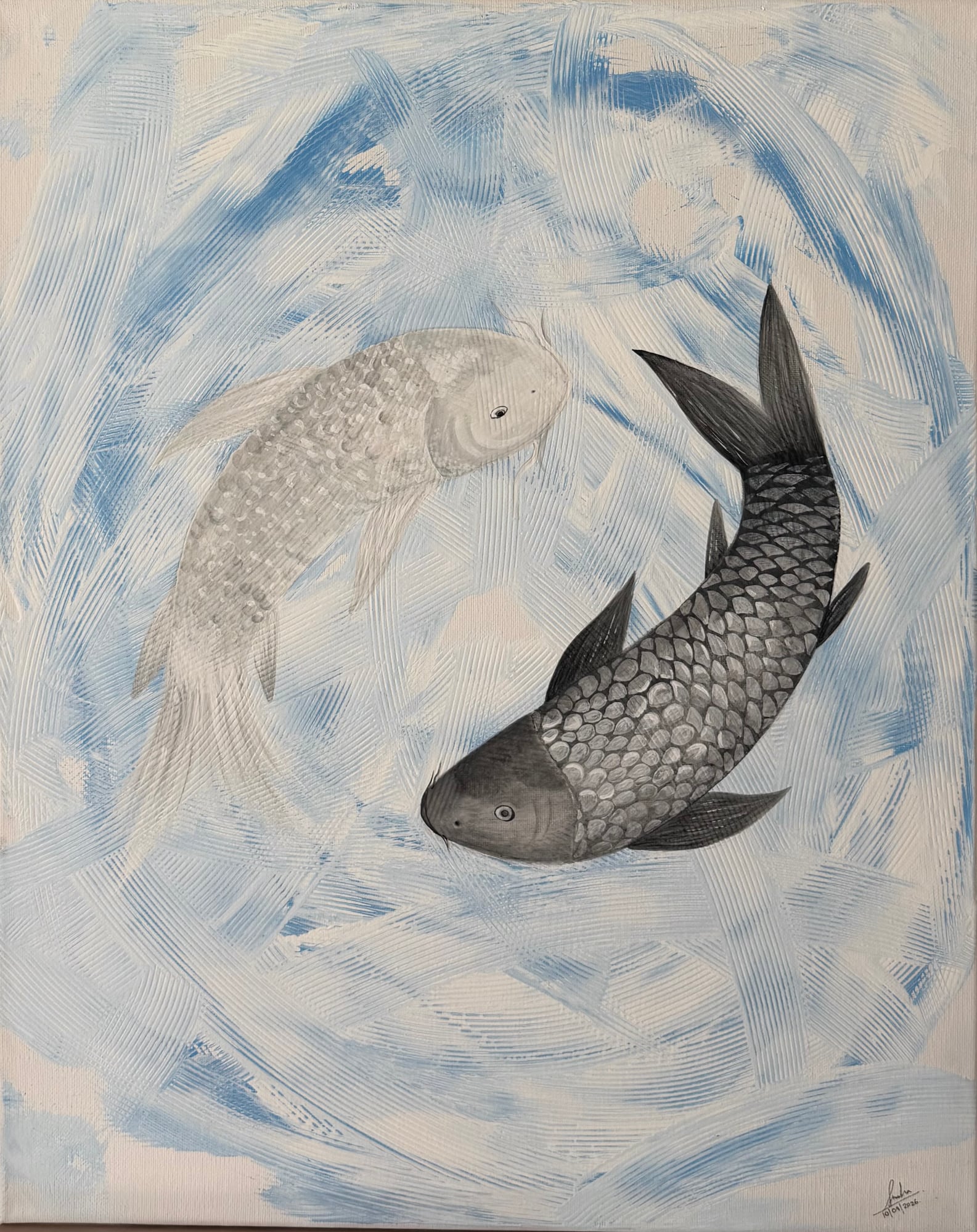 Yin Yang, Acrylic and watercolour on canvas, 2026